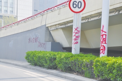 電線桿、立交橋等被噴涂，嚴(yán)重影響了市容。