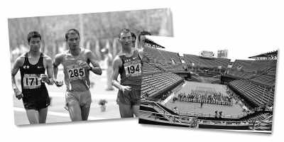 左圖:5月10日,遼寧隊(duì)選手耿志耀(左一)在十二運(yùn)男子50公里競走比賽中。 　　新華社記者 李 鋼攝 　　右圖:6月10日,十二運(yùn)網(wǎng)球團(tuán)體賽在大連正式開拍,部分比賽遭遇了“零觀眾”的尷尬場面。 　　人民視覺