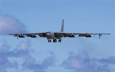 美軍B-52戰(zhàn)略轟炸機(jī)。其為韓三大核保護(hù)傘之一。