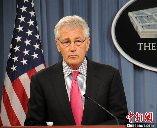 資料圖:華盛頓時(shí)間4月29日,美國(guó)防長(zhǎng)哈格爾與到訪的日本防衛(wèi)大臣小野寺五典舉行會(huì)晤。中新社發(fā) 德永健 攝