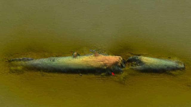 圖為U-78潛艇的聲納掃描圖。