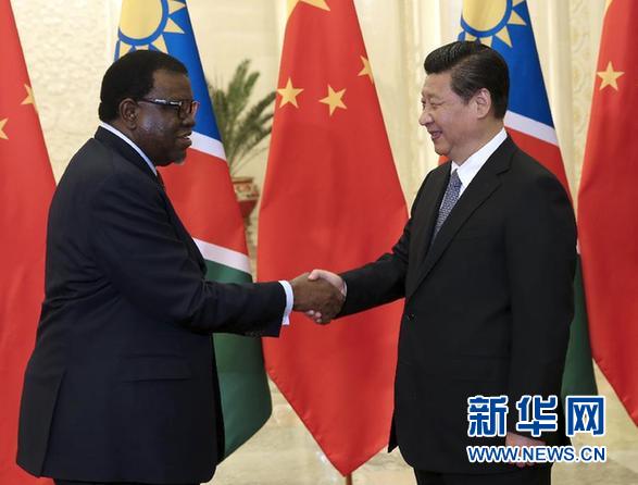 4月8日，國家主席習(xí)近平在北京人民大會堂會見納米比亞總理根哥布。新華社記者 龐興雷 攝