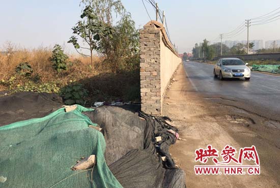 一墻之隔，一邊是道路，一邊是垃圾和荒草，市民質(zhì)疑其為遮羞墻。