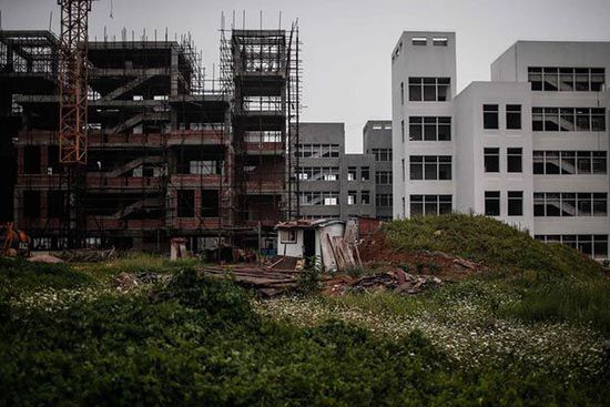 2014年7月11日，安徽省宿州市蕭縣，荒棄的政府新辦公樓前荒草一片。 澎湃新聞 楊一 圖