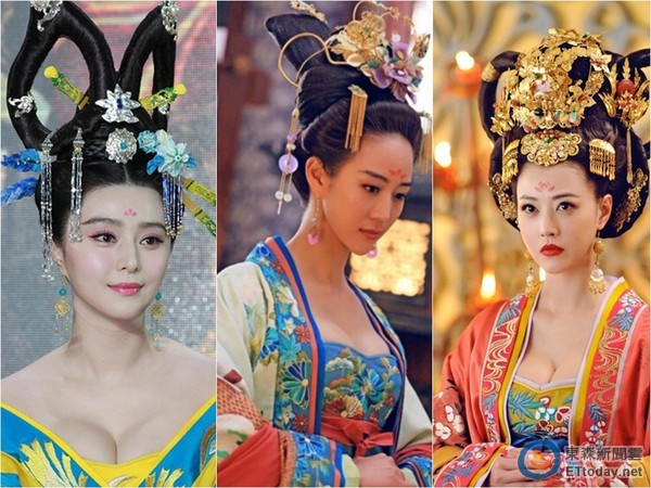 范冰冰、張鈞甯、周海媚，在《武媚娘》中爆乳演出