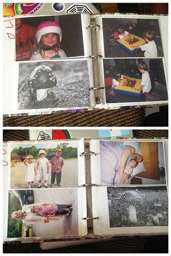 圖五：這位老爹最神的是，把一棵蘑菇的照片放進(jìn)了家庭相冊(cè)里，真正地作為家人來對(duì)待。